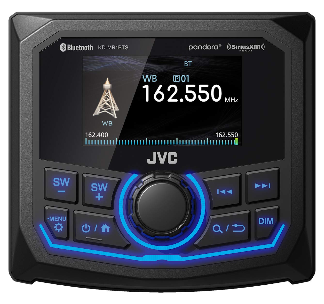 Jvc Kd-Mr1Bts Bluetooth Marine Receiver W/Two Pairs Of Kicker Marine Oem Replacement Speakers - Black